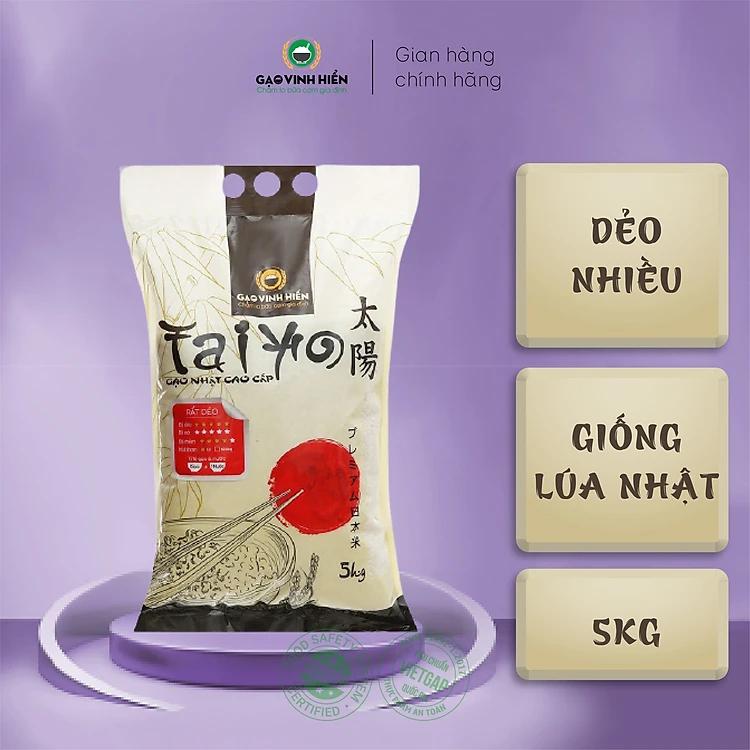 Gạo Nhật Bản Taiyo Vinh Hiển cao cấp túi 5KG - Siêu dẻo, thượng hạng, dai ngon
