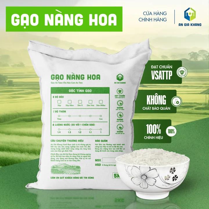 Gạo Nàng Hoa AGKF (An Gia Khang Food) - Thơm Nhẹ, Dẻo Vừa (Túi 5kg)