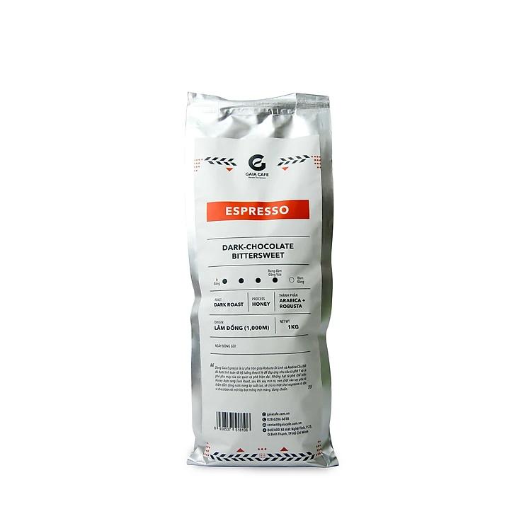 Cà phê nguyên hạt rang mộc pha máy Espresso - Gaia Café - túi 1kg
