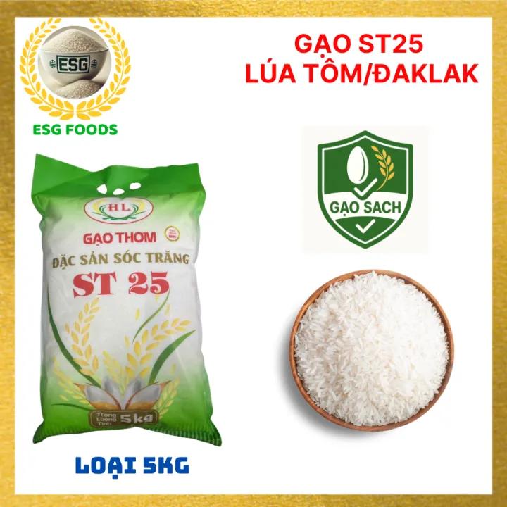 Gạo đặc sản cao cấp ST25 đúng chuẩn lúa tôm/Đắk Lắk cho bữa ăn ngon loại túi 5kg, 10kg