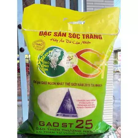 Gạo ST25 SÓC TRĂNG - TÚI 5KG - CƠM DẺO - THƠM - NGỌT - Trực tiếp từ cánh đồng, giá tốt, đảm bảo chất lượng 100%