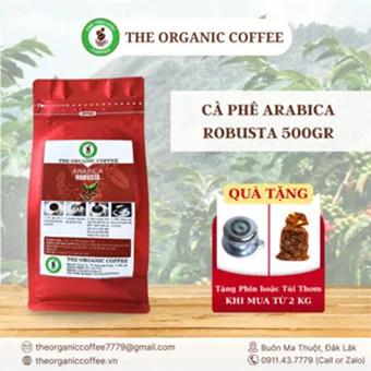 Cà Phê Robusta - Arabica Nguyên Chất Hữu Cơ The Organic Coffee Thơm, Đậm Vừa, Béo Nhẹ 500 Gram