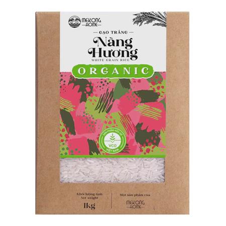 Gạo trắng Mekong Home 100% Organic, gạo chuẩn vị Nàng Hương, dẻo, thơm, mùi ngọt nhẹ - 1kg