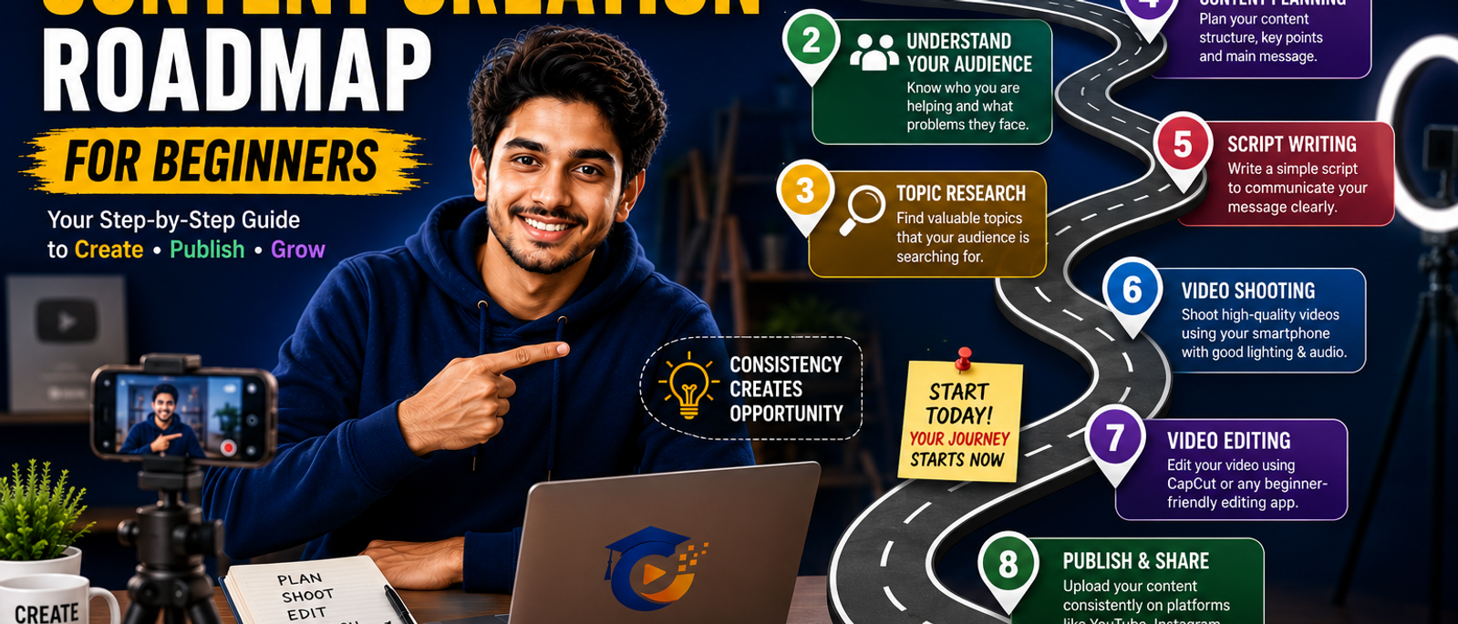 Complete Content Creation Roadmap for Beginners (2026 Step-by-Step Guide)