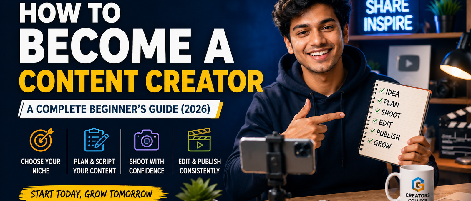 How to Become a Content Creator: A Complete Beginner's Guide (2026)