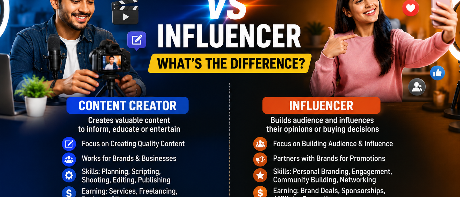 Content Creator vs Influencer: What's the Difference? (2026 Complete Guide)