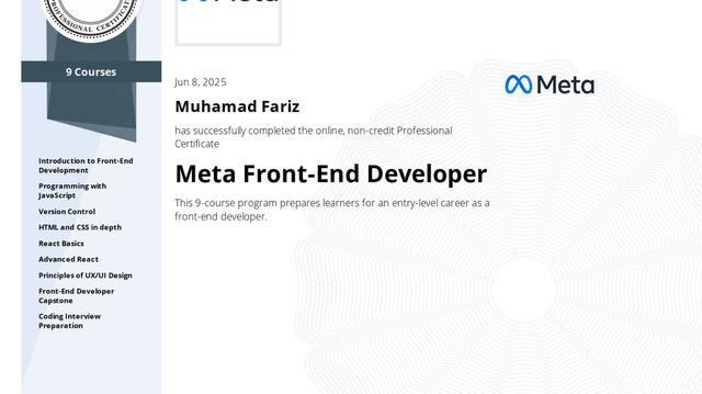 Front-End Developer, Meta