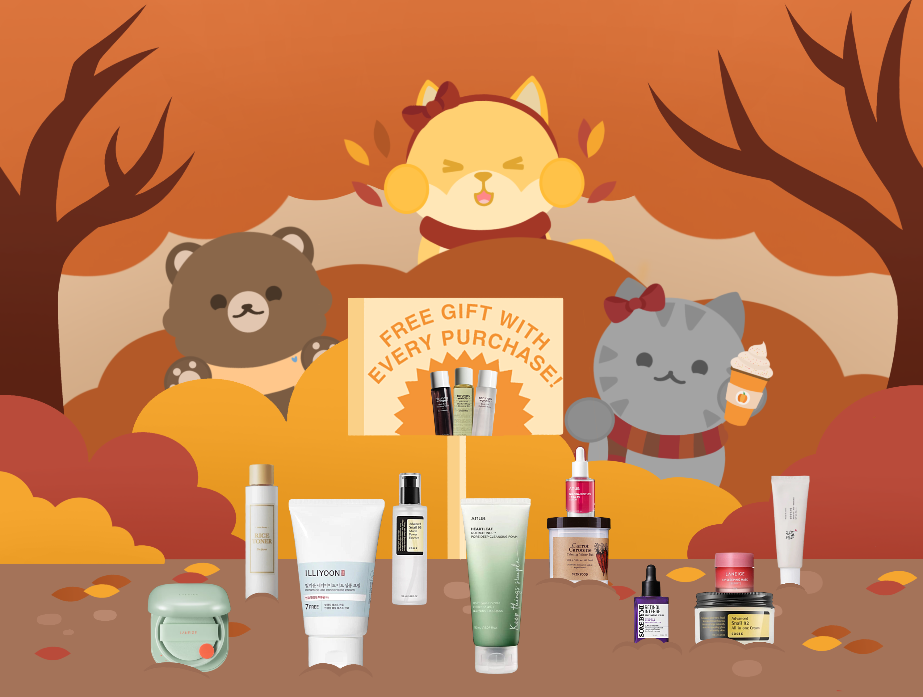 Homepage hero showcase image | Fall Glow with K-Beauty Essentials