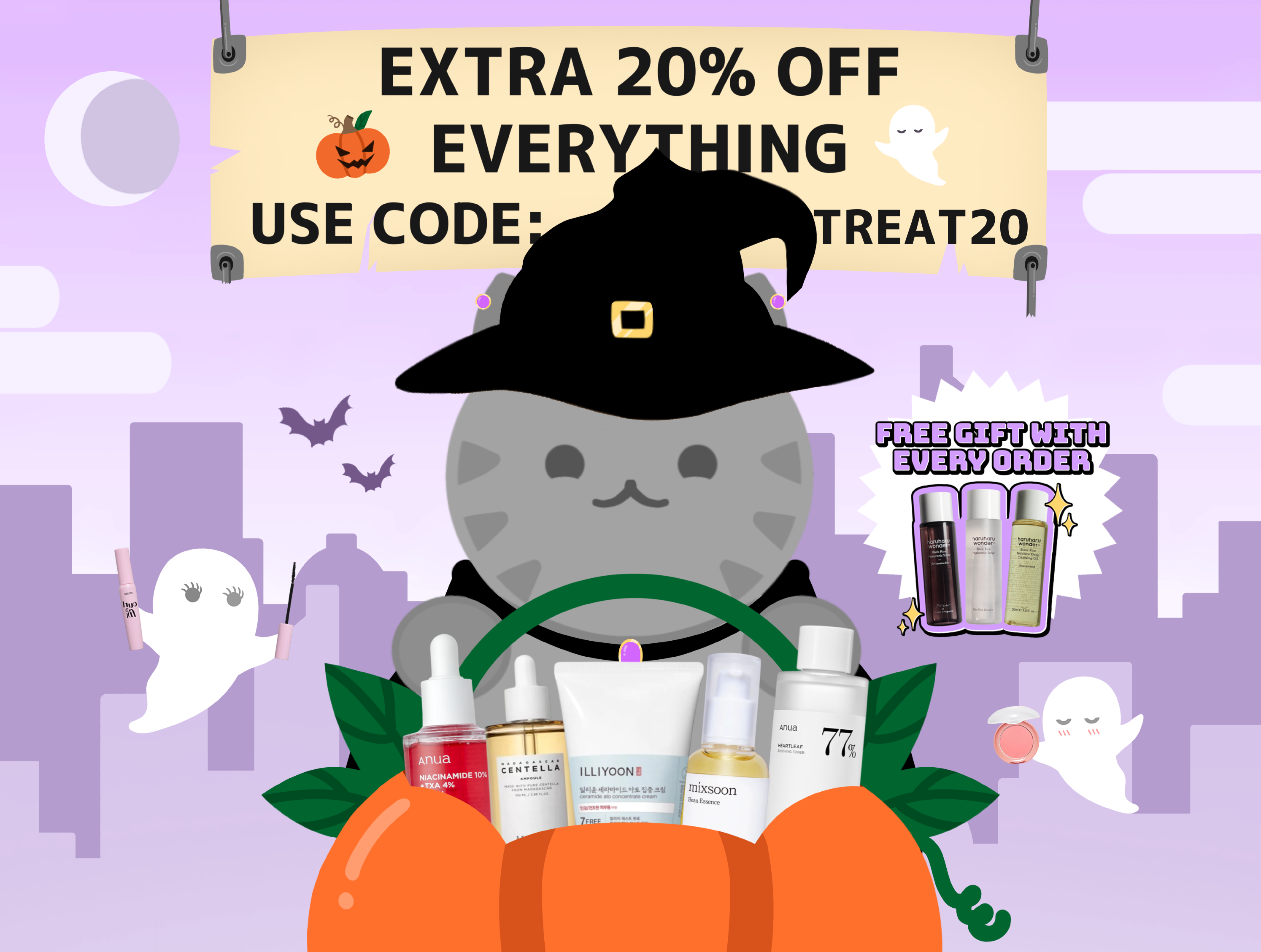 Homepage hero showcase image | Spooktacular K-Beauty Savings!