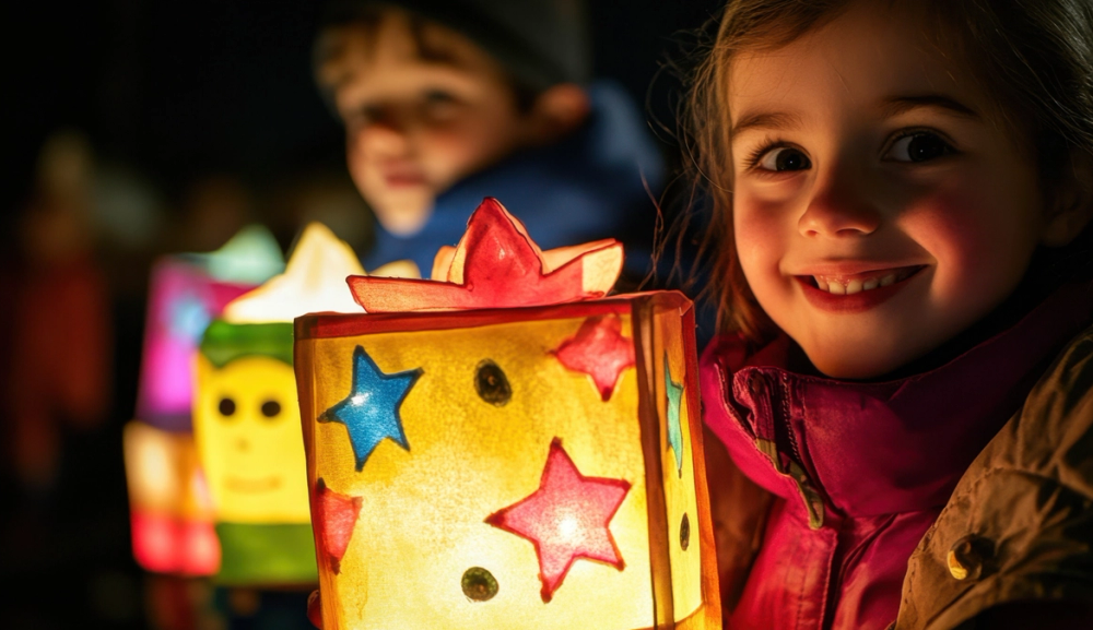 Bilde av noen barn som holder lykter. Foto: Adobe Express