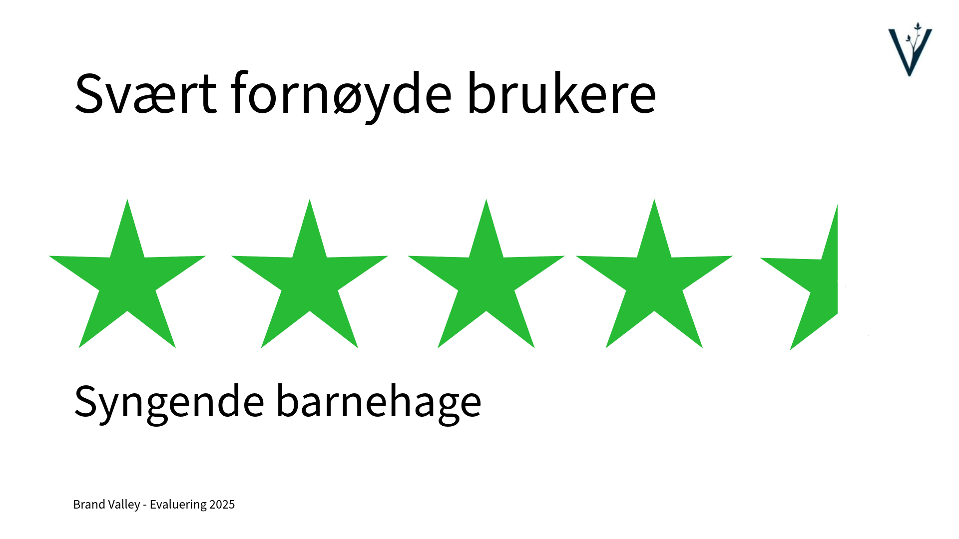 Bilde av 4,5 stjerner som Syngende barnehage fikk etter en evaluering