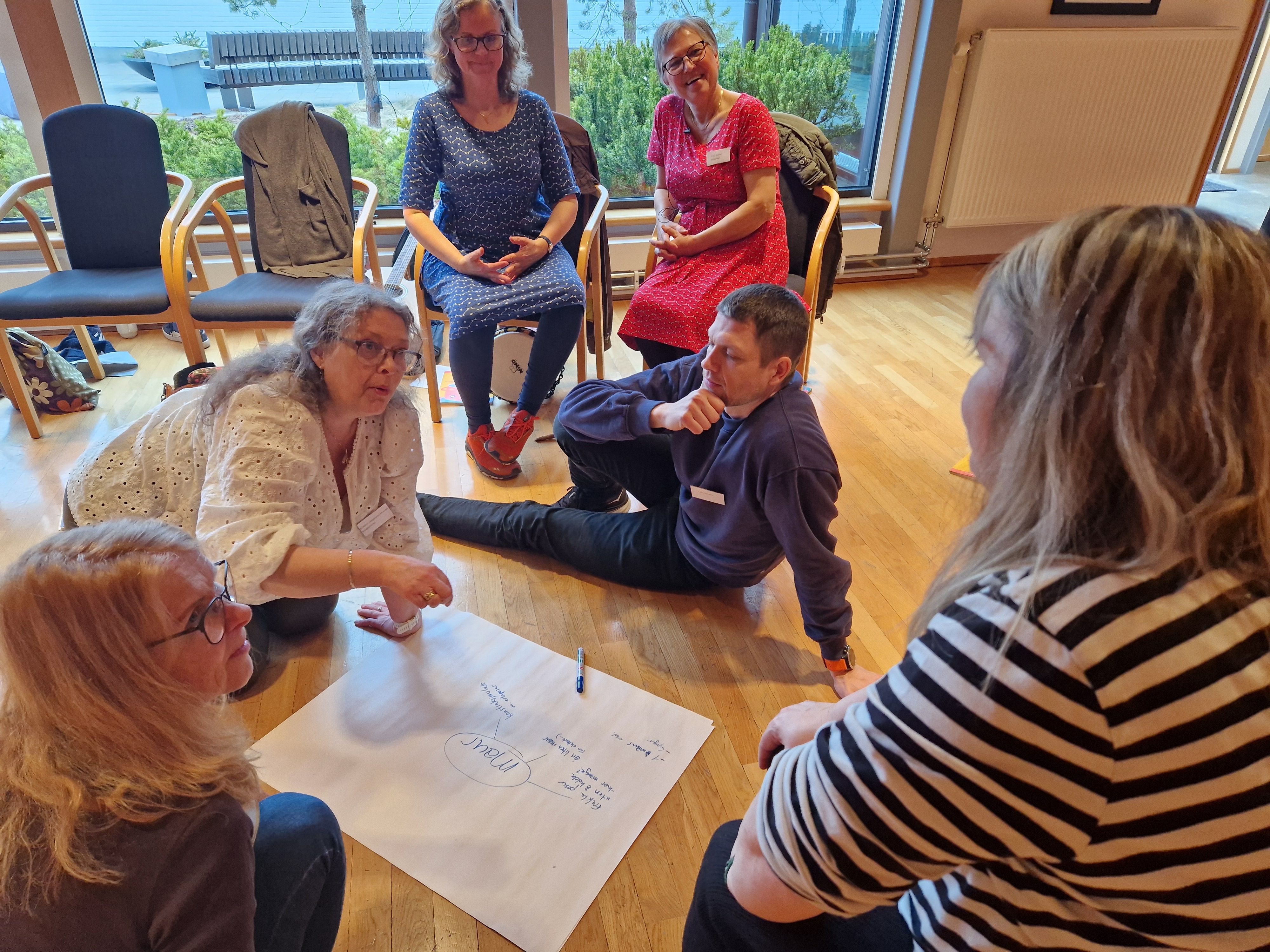 Bilde av gruppearbeid på kurshelg på Voksenåsen hotell, Oslo, april 2025