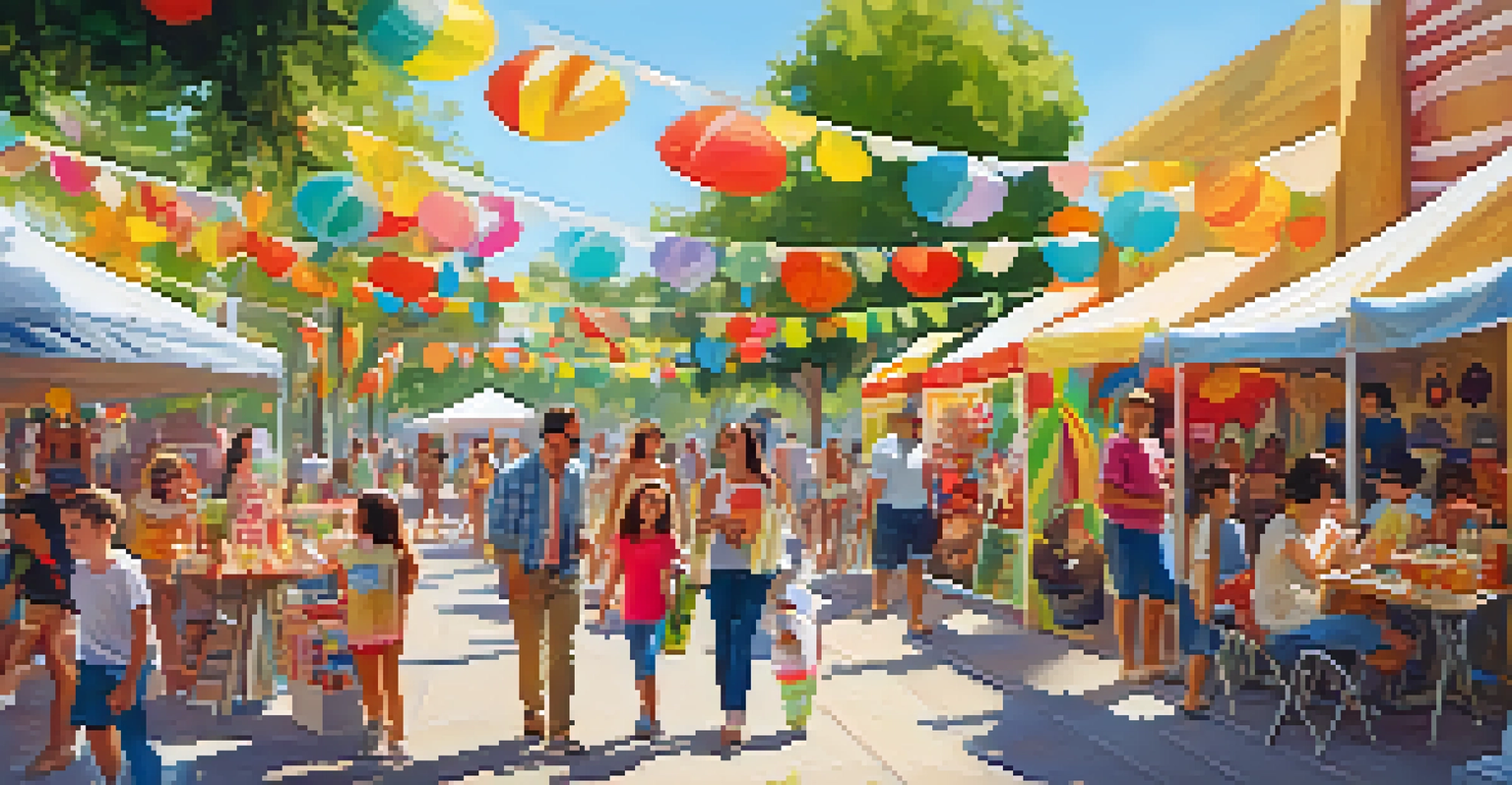 A happy family at an art festival, with children getting face painting and colorful art installations in a sunny park setting.