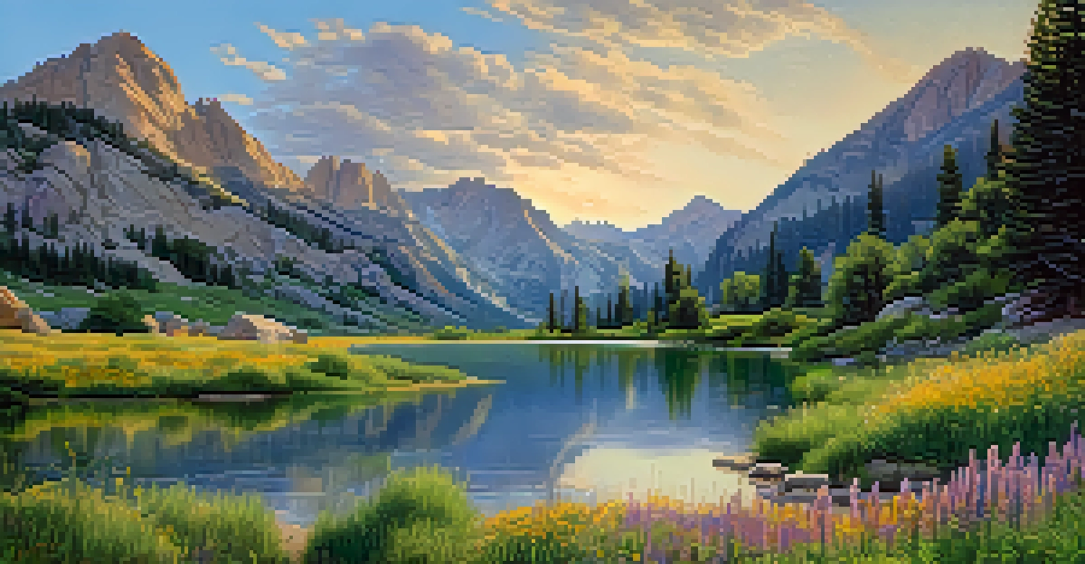 Hikers relaxing by Cecret Lake in Little Cottonwood Canyon with stunning alpine scenery.