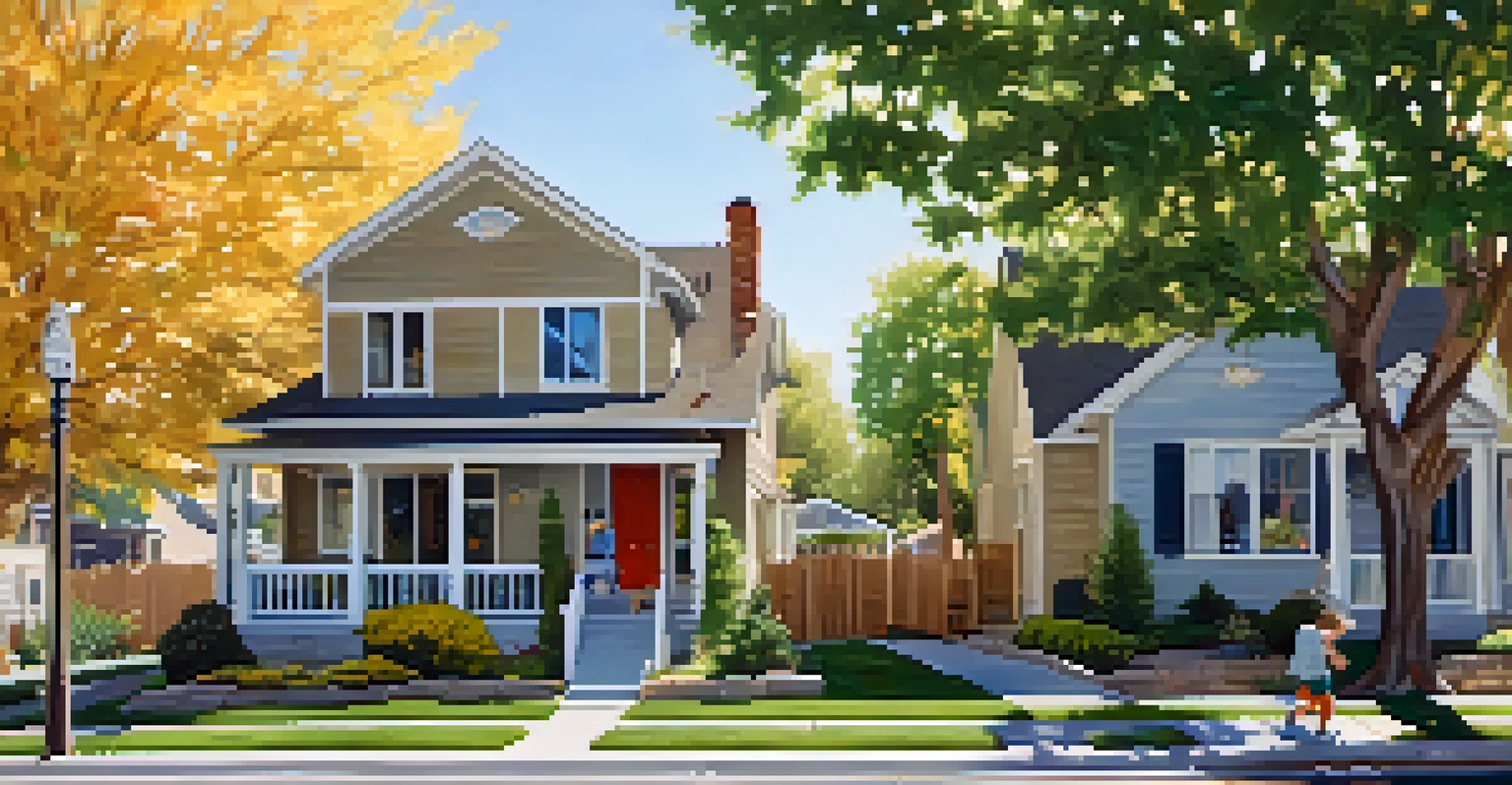 A suburban neighborhood in Salt Lake City with single-family homes and families enjoying their yards on a sunny day.