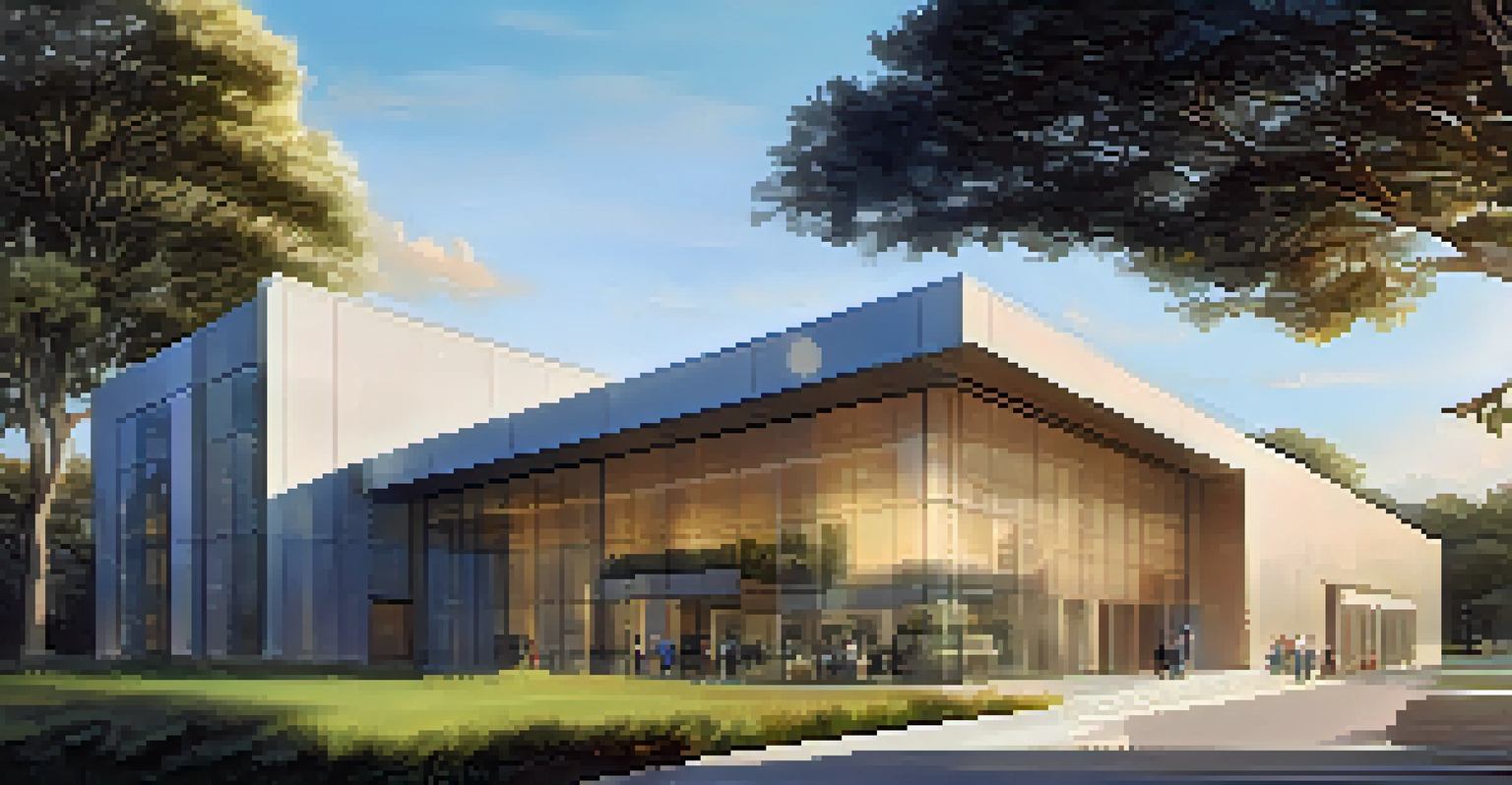 The exterior of The Leonardo Museum showcasing its modern architecture with glass windows and an inviting entrance during golden hour.