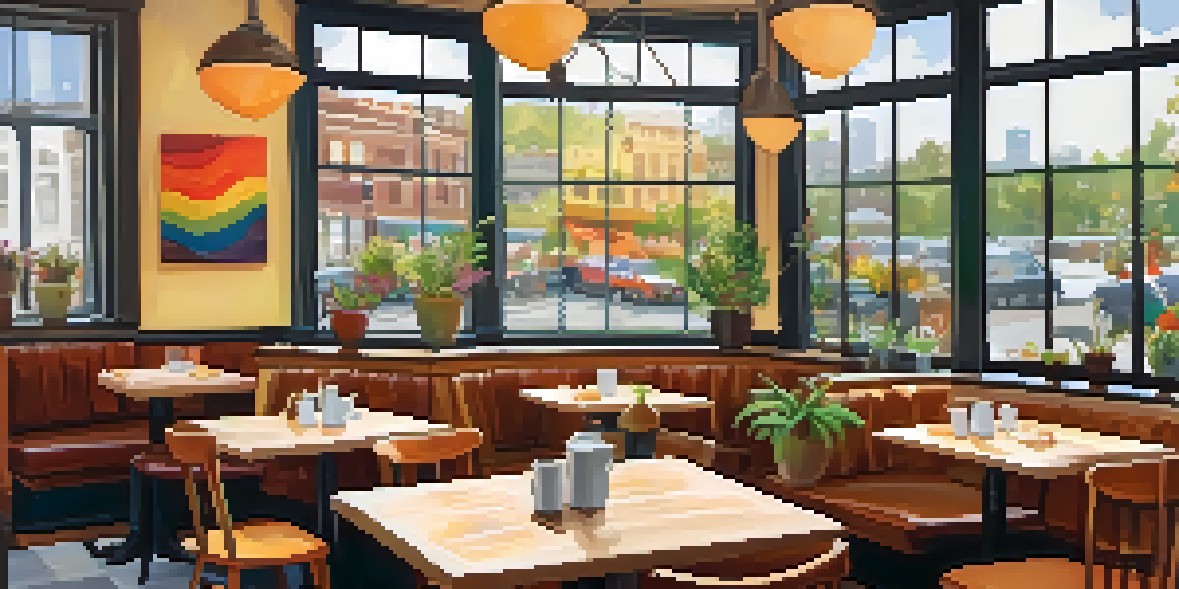 A cozy café table with various colorful plant-based dishes, including a grain bowl and salads, illuminated by natural light.