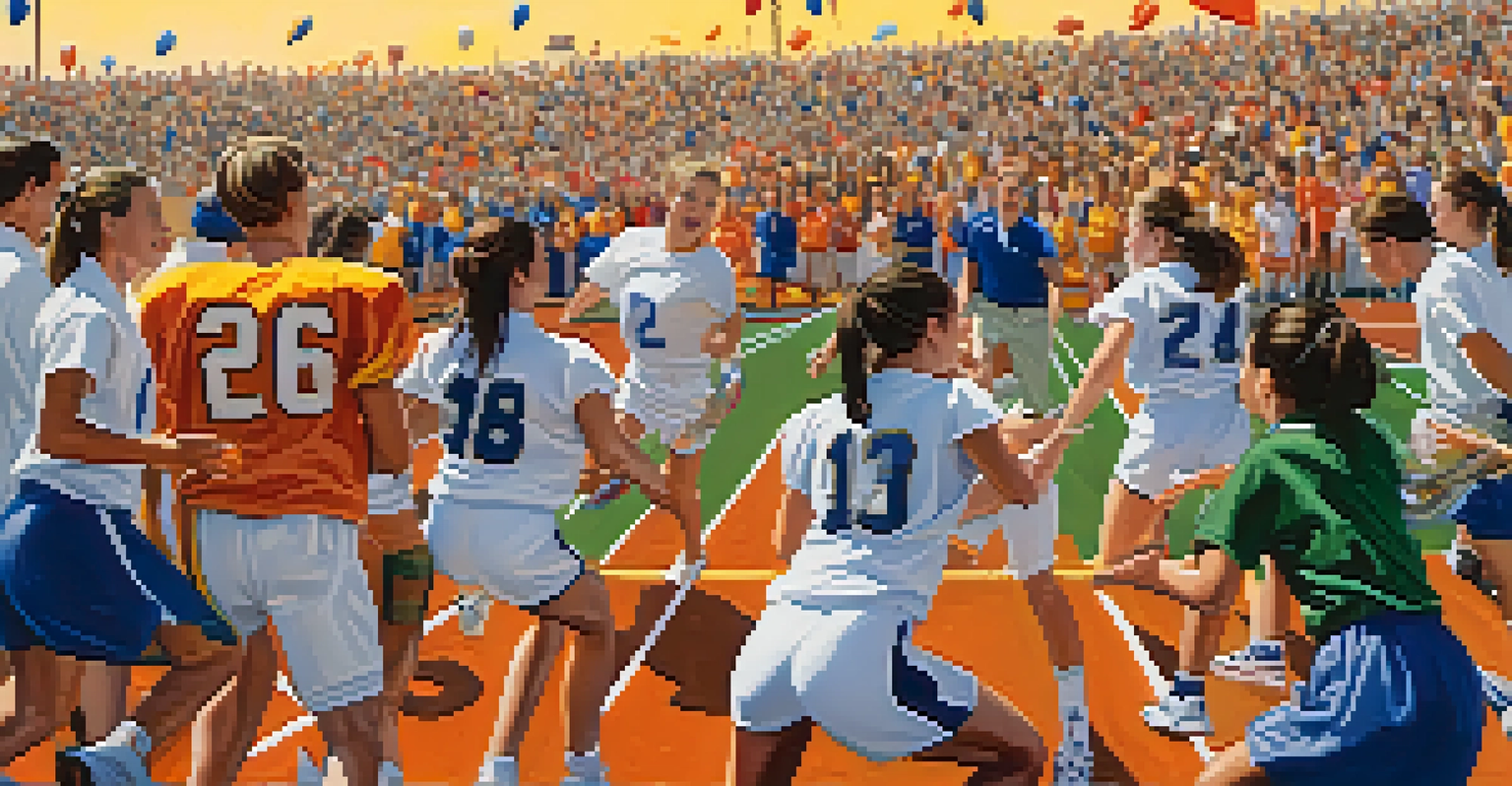 Athletes competing in a sports event at Kearns High School, with enthusiastic spectators in the background.