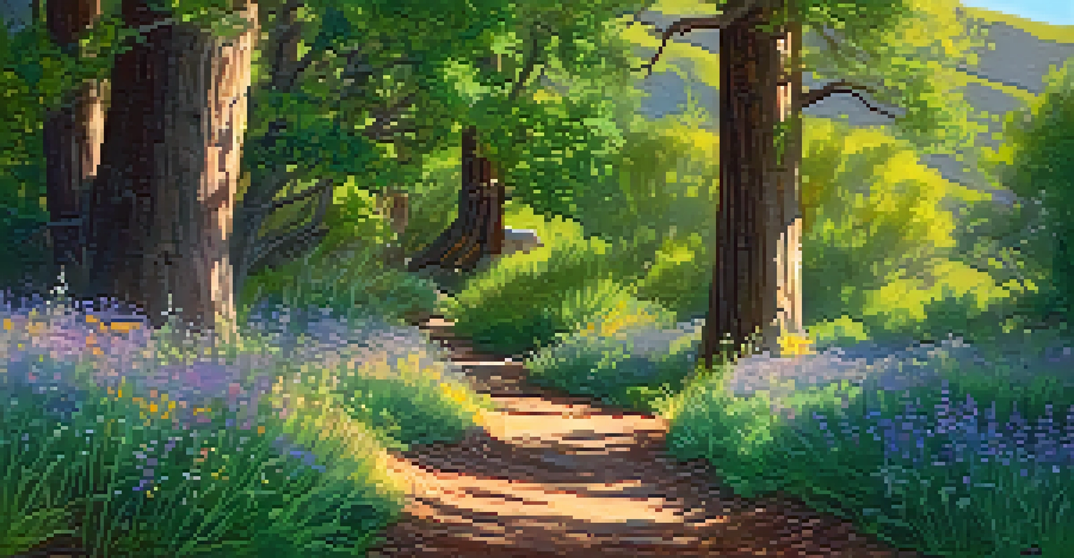 A deer grazing along the Red Butte Canyon Trail surrounded by lush greenery and wildflowers.