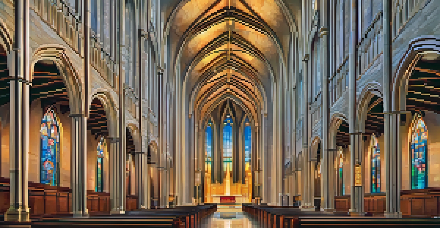 Interior view of Salt Lake Temple featuring stained glass windows and detailed architecture.