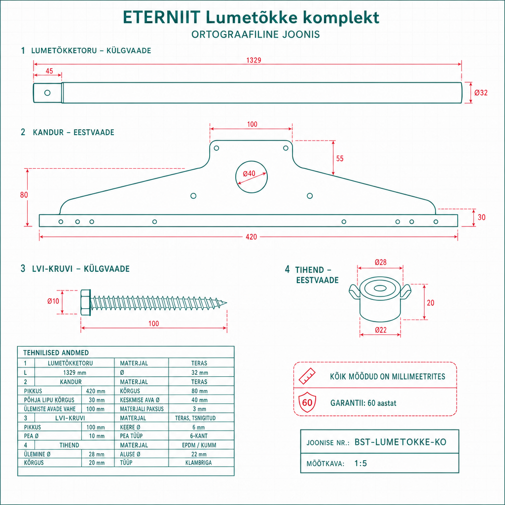 Lumetõkke komplekt - tehniline joonis