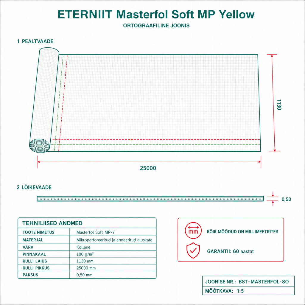 Masterfol Soft MP Yellow - tehniline joonis