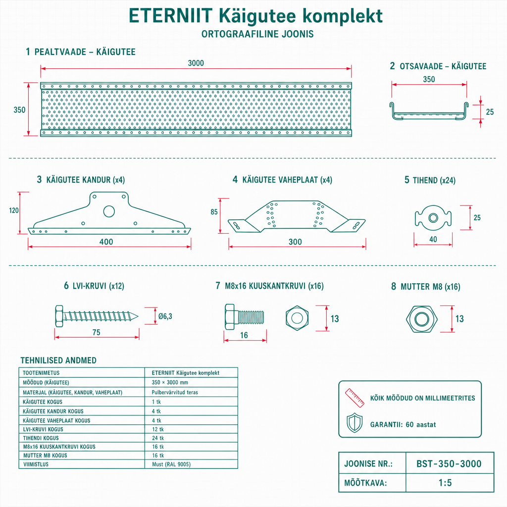 Käigutee komplekt - tehniline joonis
