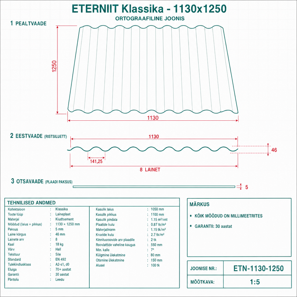 Eterniit Klassika - 1130x1250 - tehniline joonis