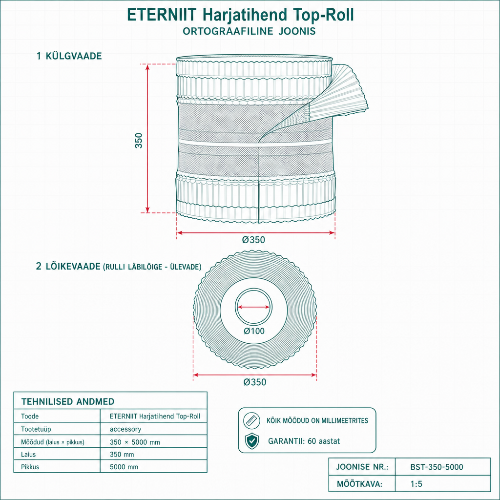 Harjatihend Top-Roll - tehniline joonis