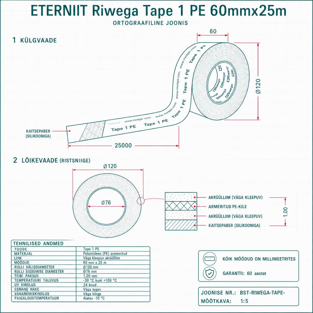 Riwega Tape 1 PE 60mmx25m - tehniline joonis