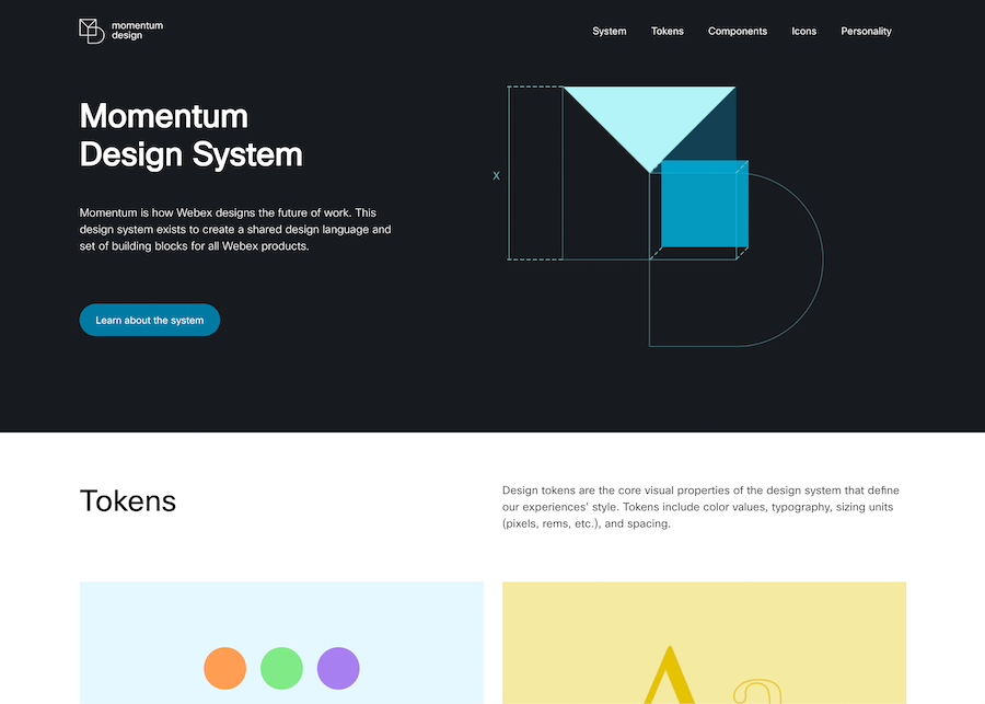 The home page for Momentum Design's documentation website