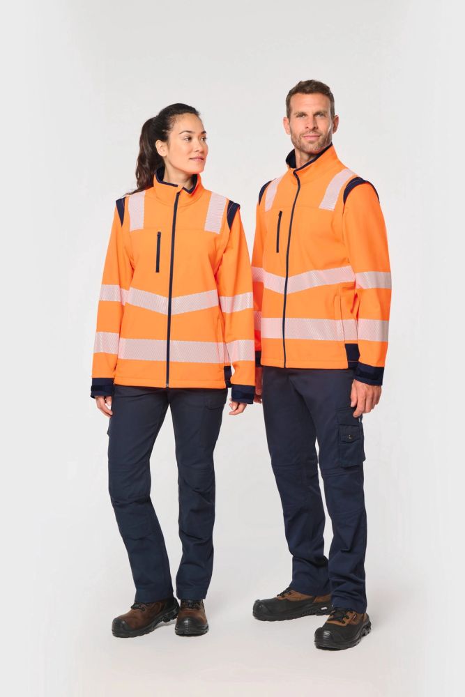 Veste softshell de sécurité recyclée avec manches détachables unisexe — photo 1