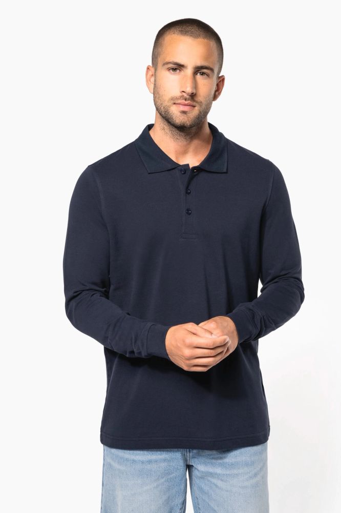 Polo piqué manches longues homme — photo 1
