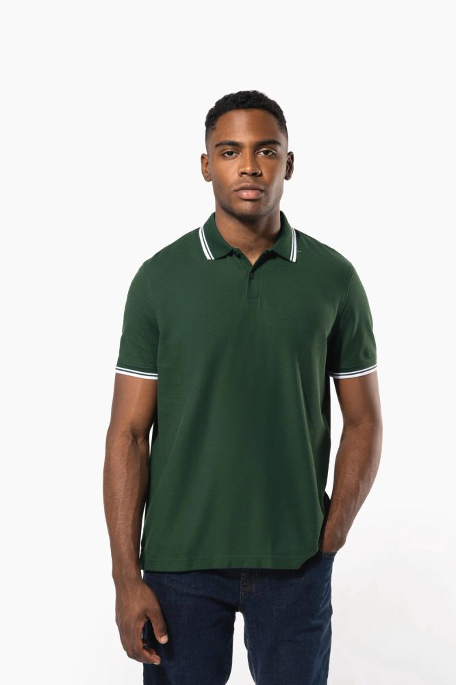 Polo homme manches courtes à liserés contrastés — photo 1