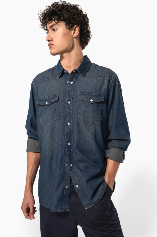 Chemise denim manches longues — photo 1