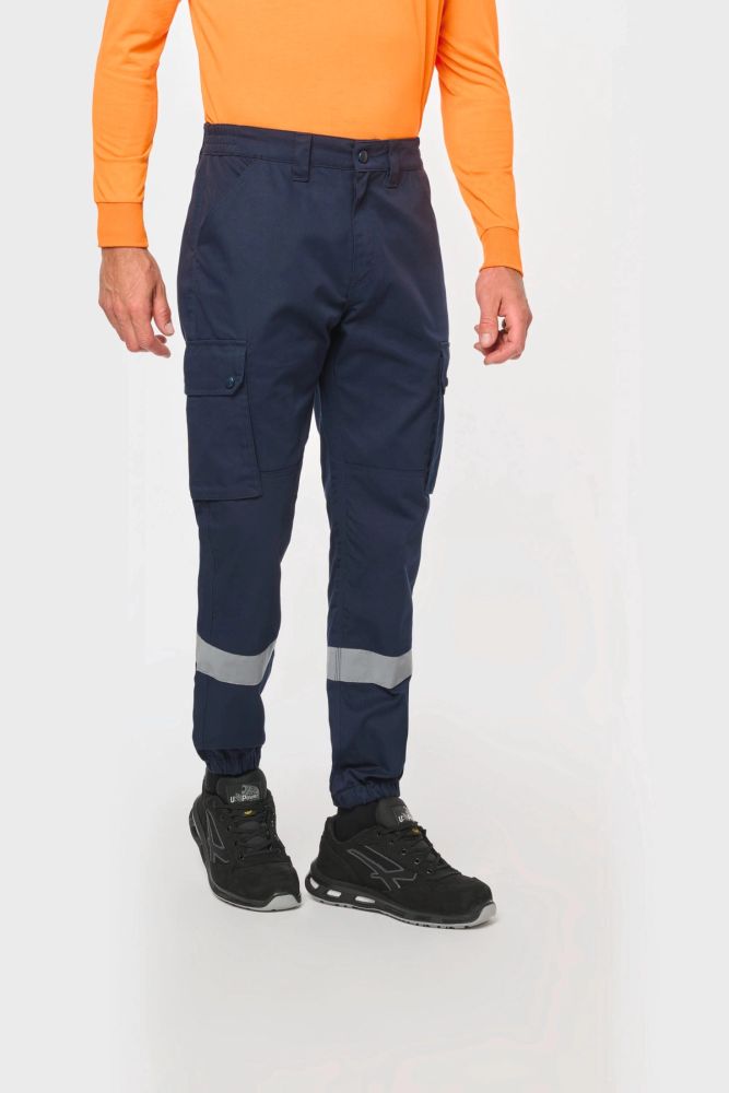 Pantalon cargo unisexe avec bas élastiqué et bande réfléchissante — photo 1
