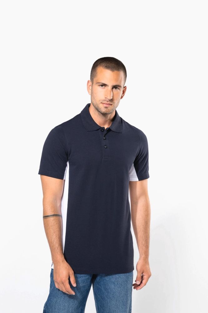 Polo piqué manches courtes bicolore homme — photo 1