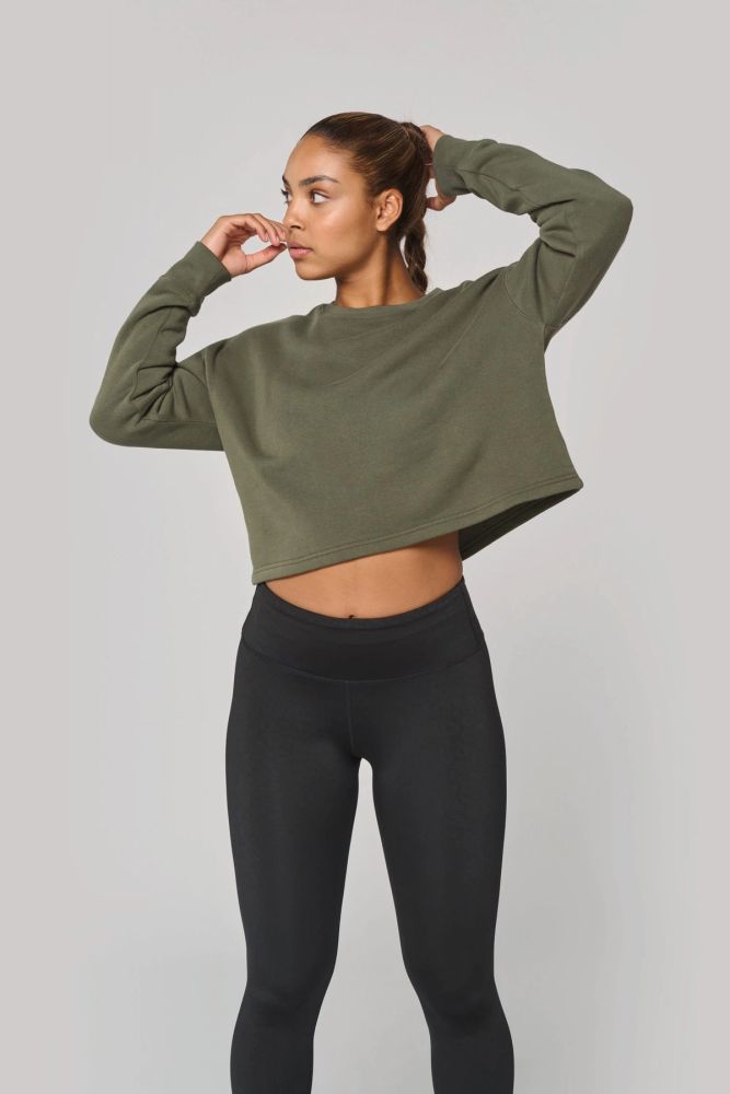 Sweat-shirt crop col rond femme — photo 1