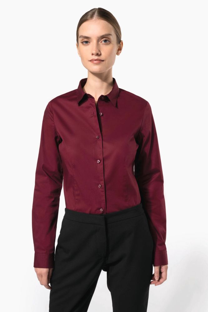 Chemise coton / élasthanne manches longues femme — photo 1