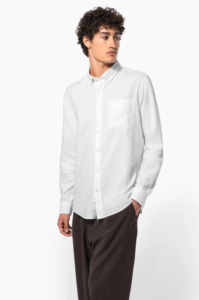 Chemise Oxford lavée manches longues — photo 1
