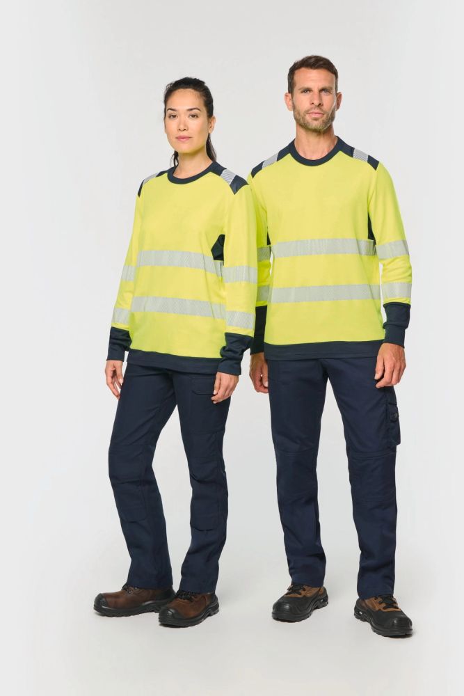 T-shirt de sécurité recyclé col rond manches longues unisexe — photo 1