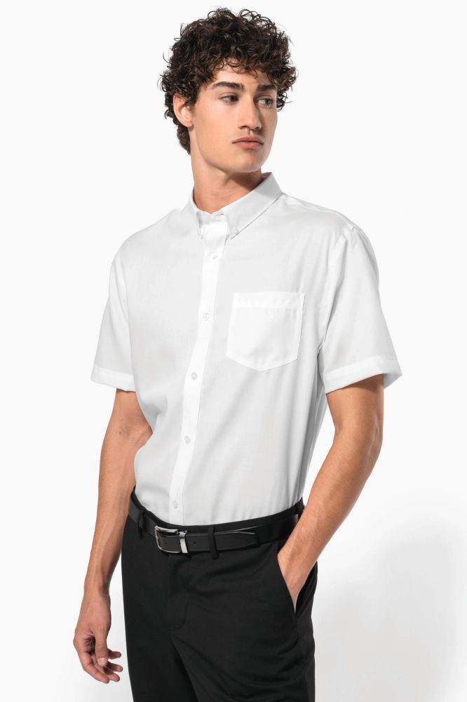 Chemise micro-sergé manches courtes sans repassage — photo 1