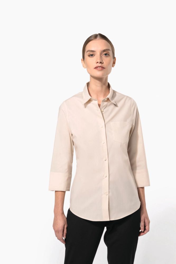 Chemise popeline polycoton manches 3/4 entretien facile femme — photo 1