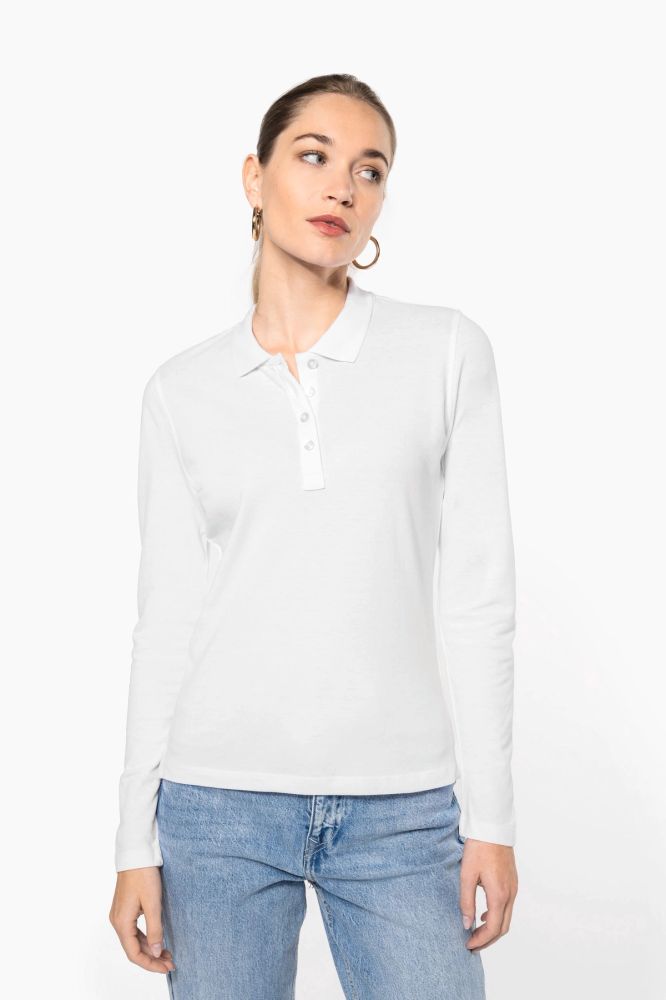 Polo piqué manches longues femme — photo 1