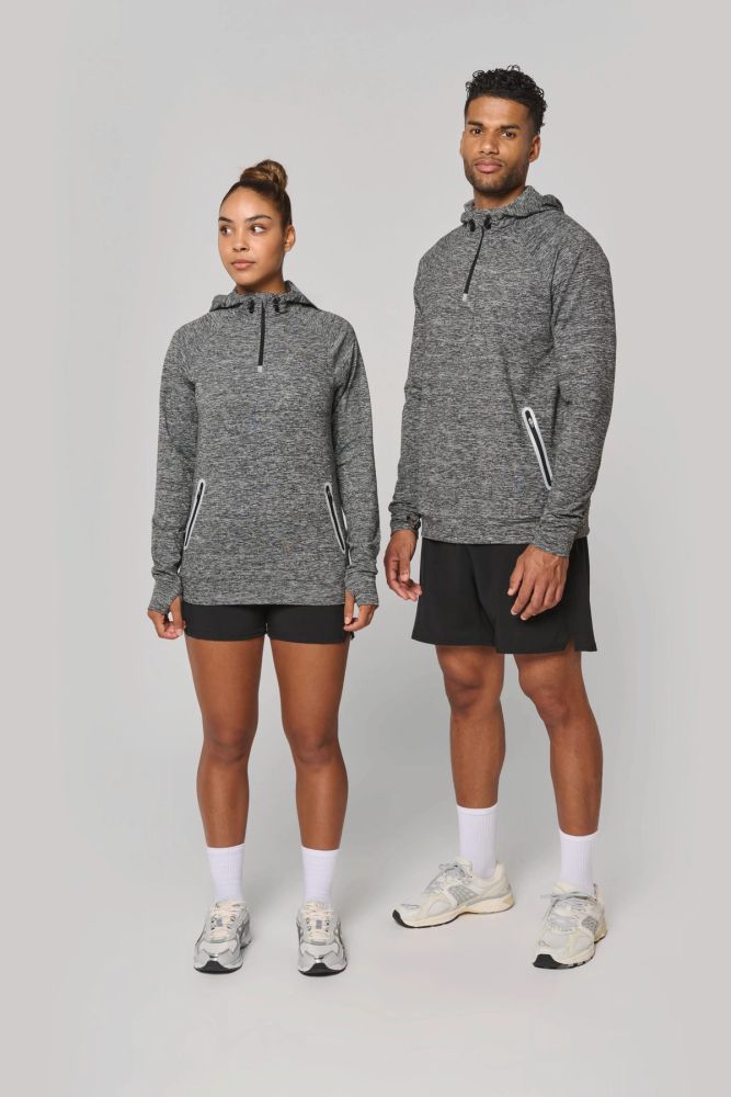 Sweat-shirt à capuche 1/4 zip sport unisexe — photo 1