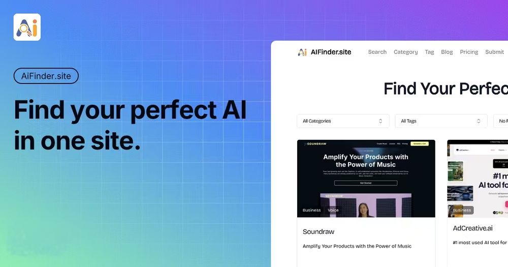 AIFinder - Find your perfect AI in one site.