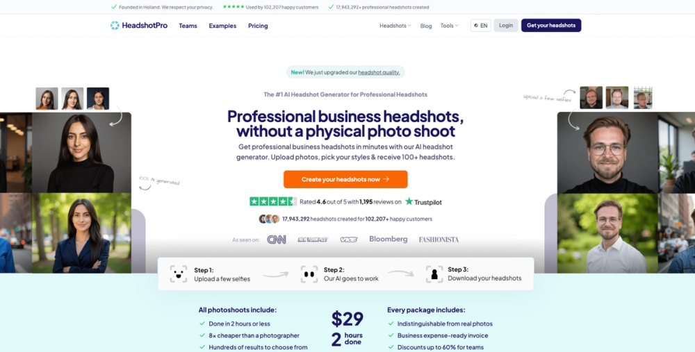 HeadshotPro - Professional business headshots, without a physical photo shoot