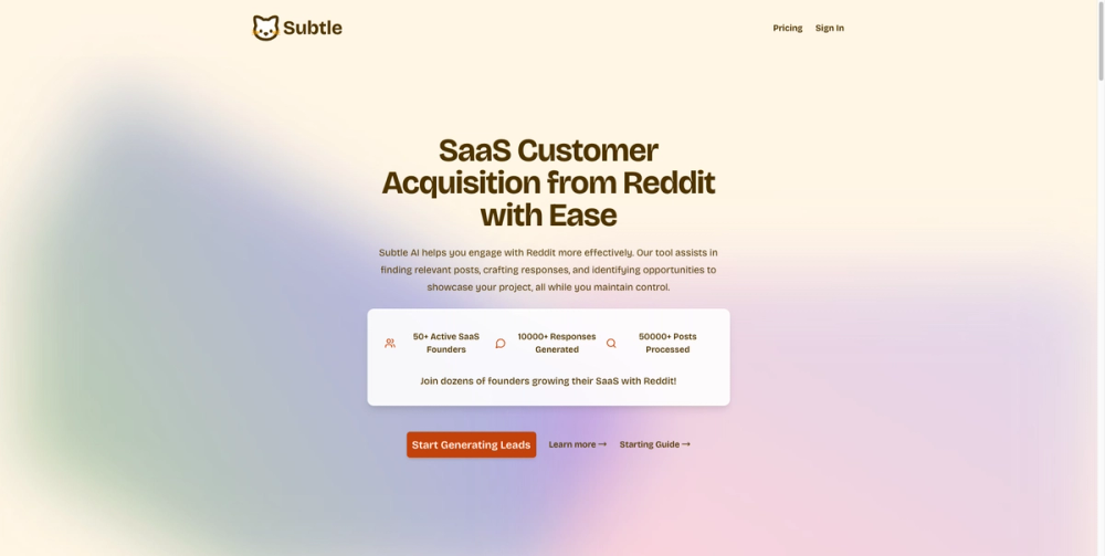 Subtle AI - SaaS Customer Acquisition from Reddit with Ease