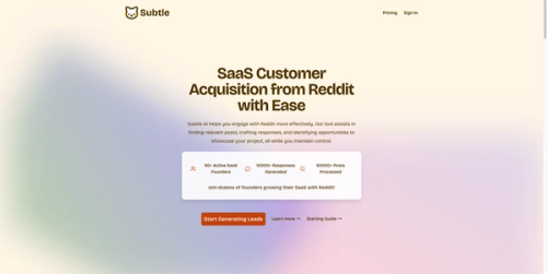 Subtle AI - SaaS Customer Acquisition from Reddit with Ease