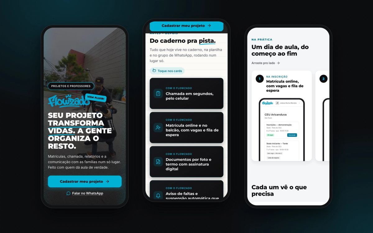A landing page no celular: abertura, antes e depois e um dia de aula